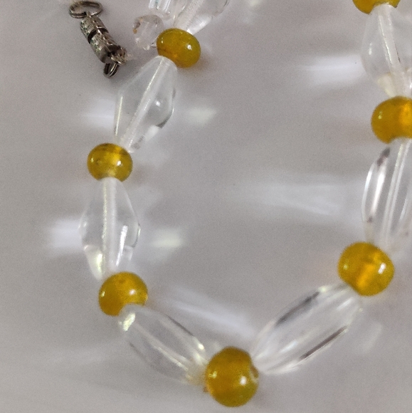 Vintage Czech Amber and Clear Glass Necklace - Picture 7 of 16
